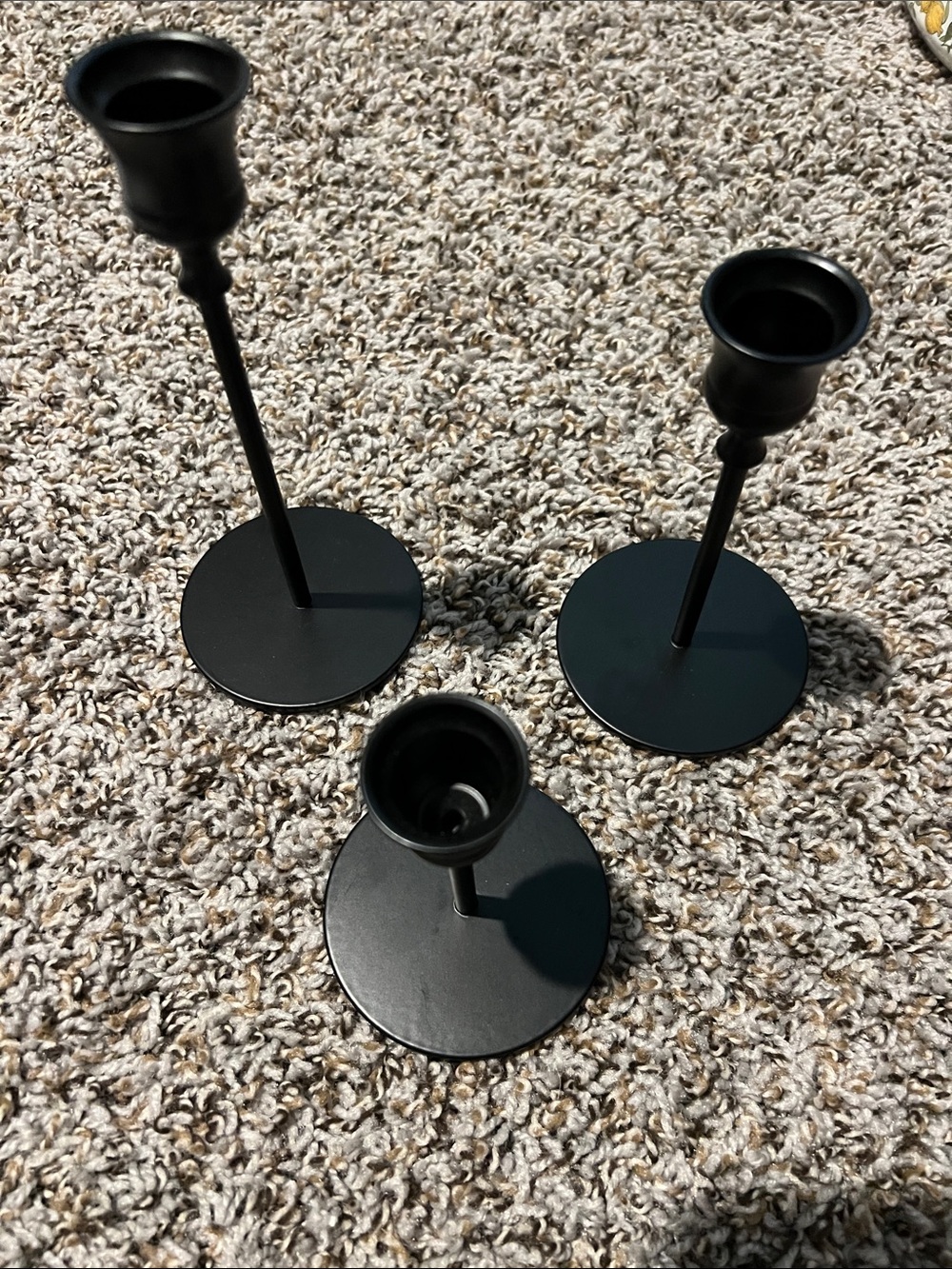 Black Metal Taper Candle Holders - Set of 3